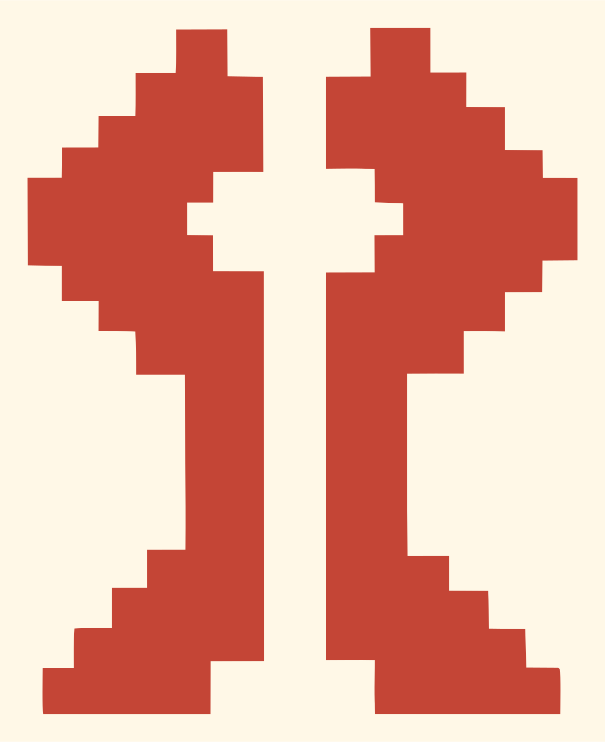 Pixel Wing Cross Symbol #fff8e7/#c44536