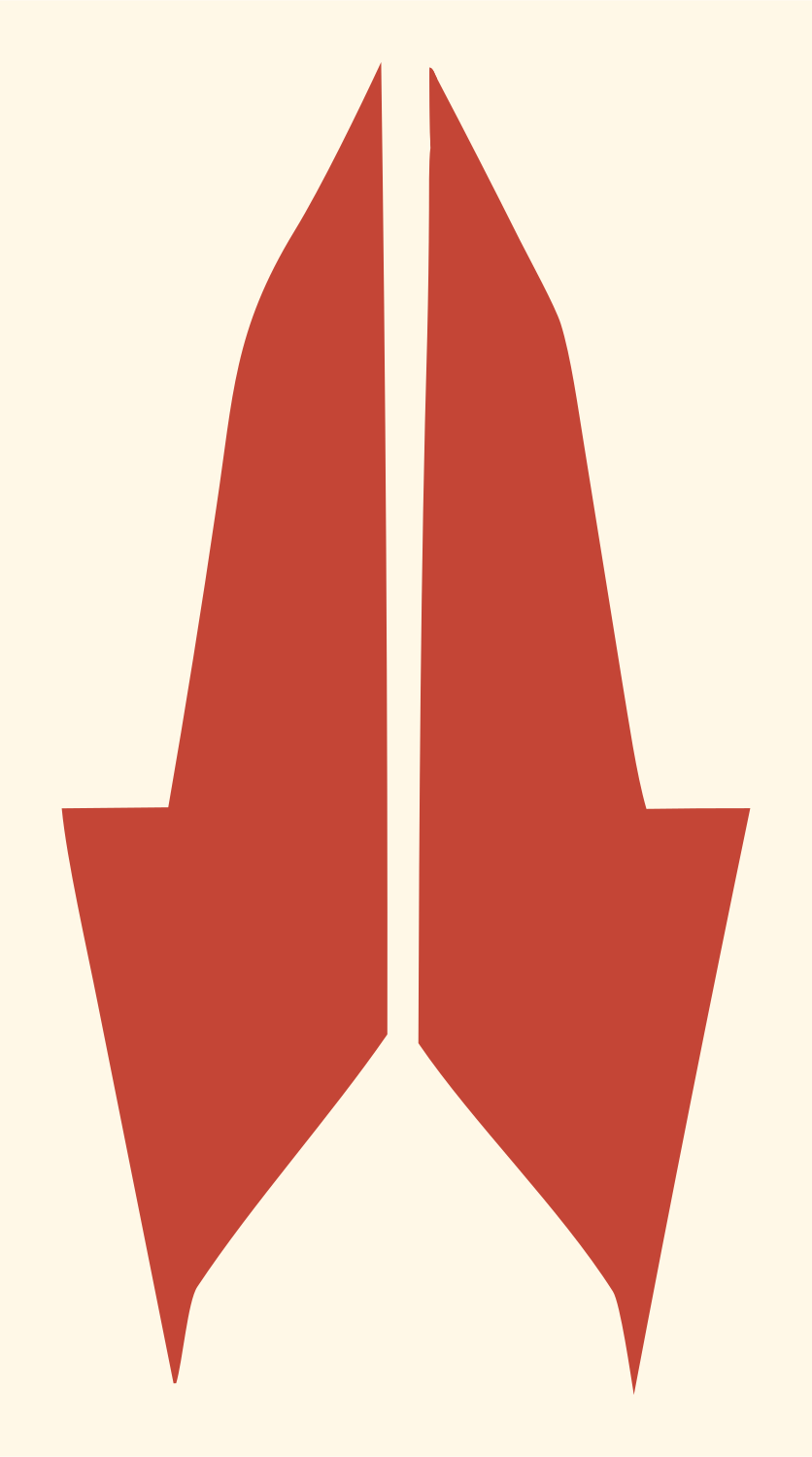 Praying Hands Arrow Icon #fff8e7/#c44536