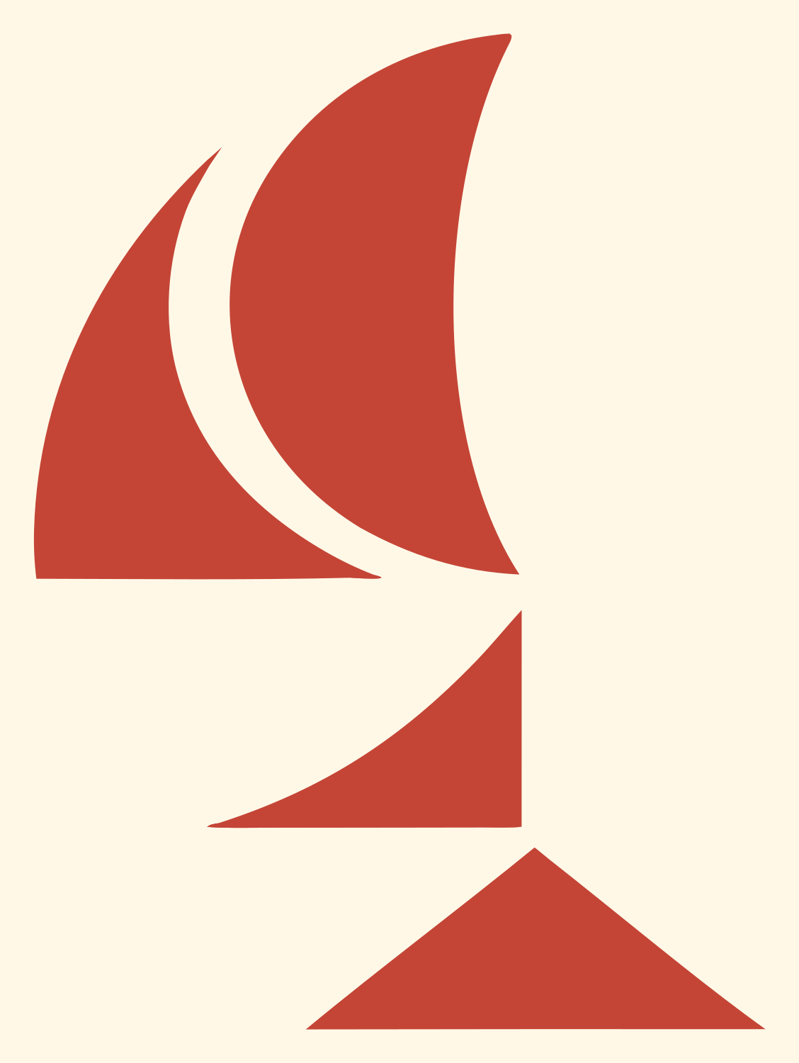 Overlapping Petal Circle Icon #fff8e7/#c44536
