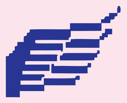 Pixel Bird Wings Crest #fce4ec/#283593