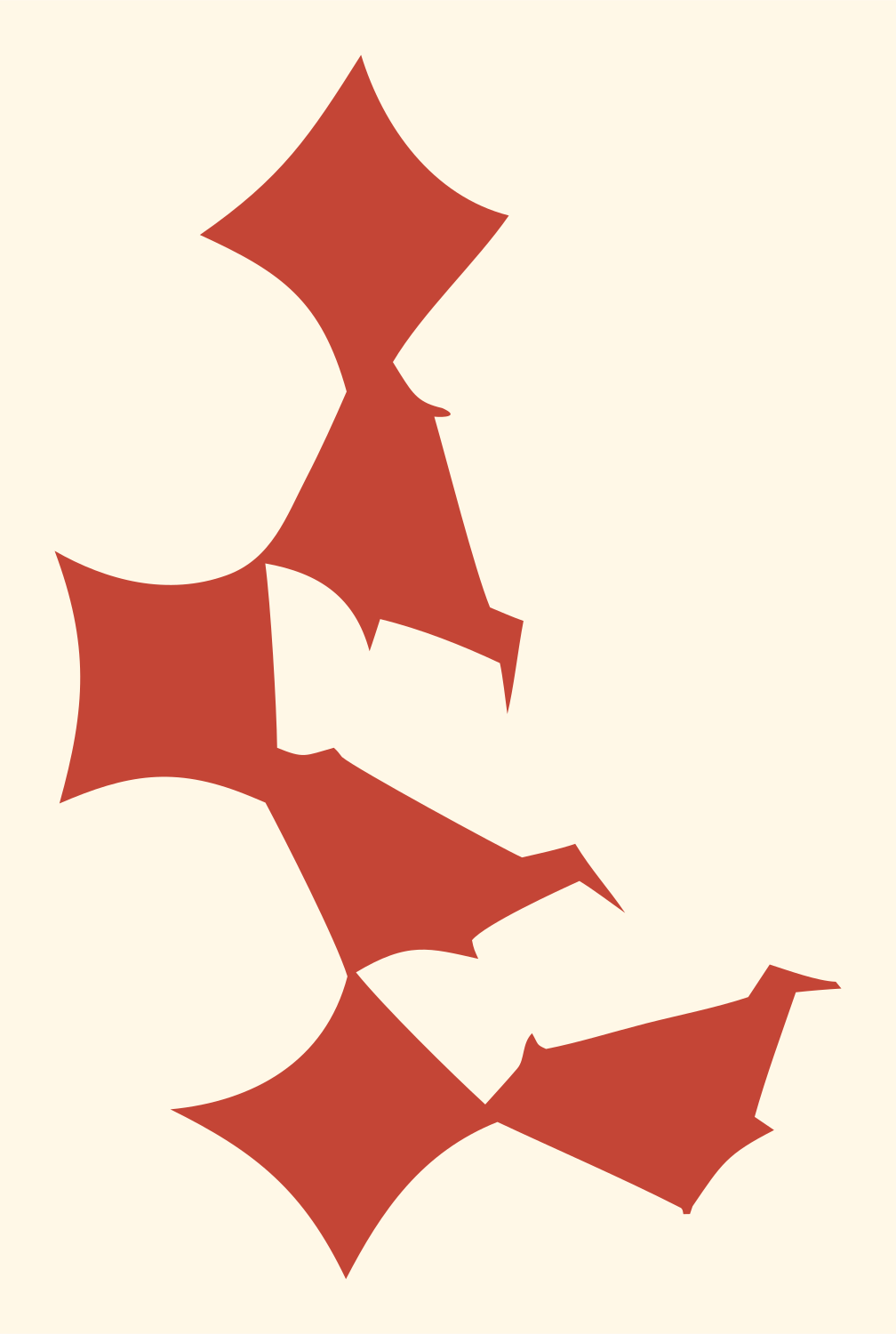 Hand Flower Cluster Emblem #fff8e7/#c44536