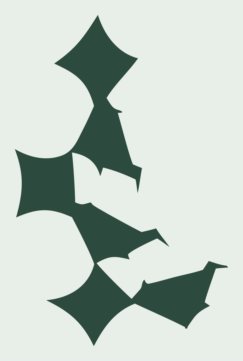 Hand Flower Cluster Emblem #e8efe9/#2d4a3e