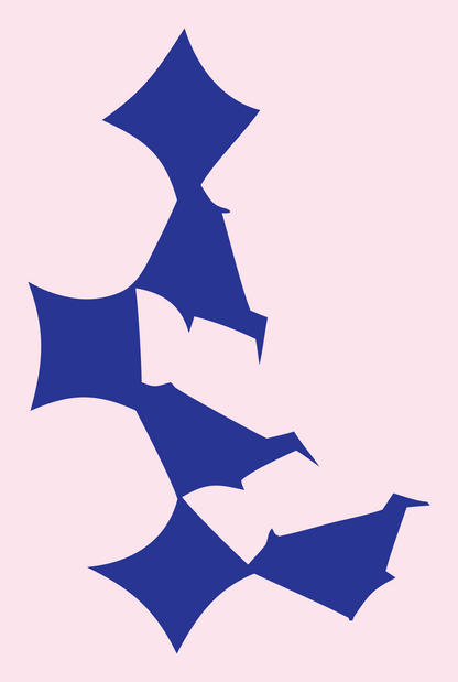 Hand Flower Cluster Emblem #fce4ec/#283593