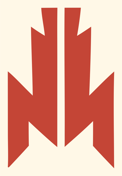 Praying Hands Geometric Badge #fff8e7/#c44536