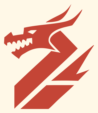 Geometric Dragon Head Mark #fff8e7/#c44536