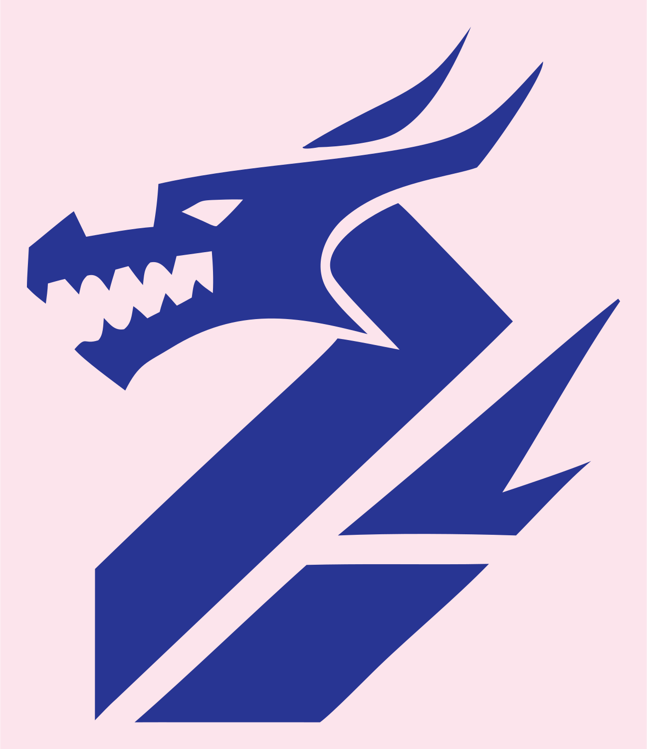 Geometric Dragon Head Mark #fce4ec/#283593