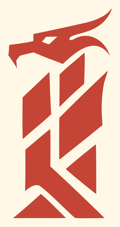 Dragon Tower Crest #fff8e7/#c44536