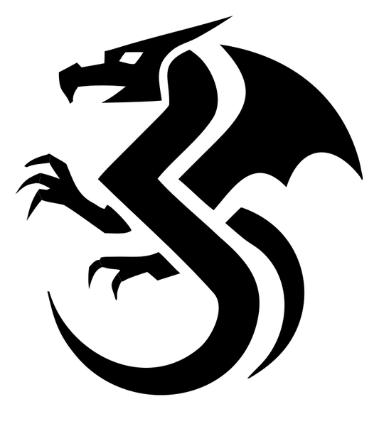 Bold Geometric Winged Dragon Spiral Crest