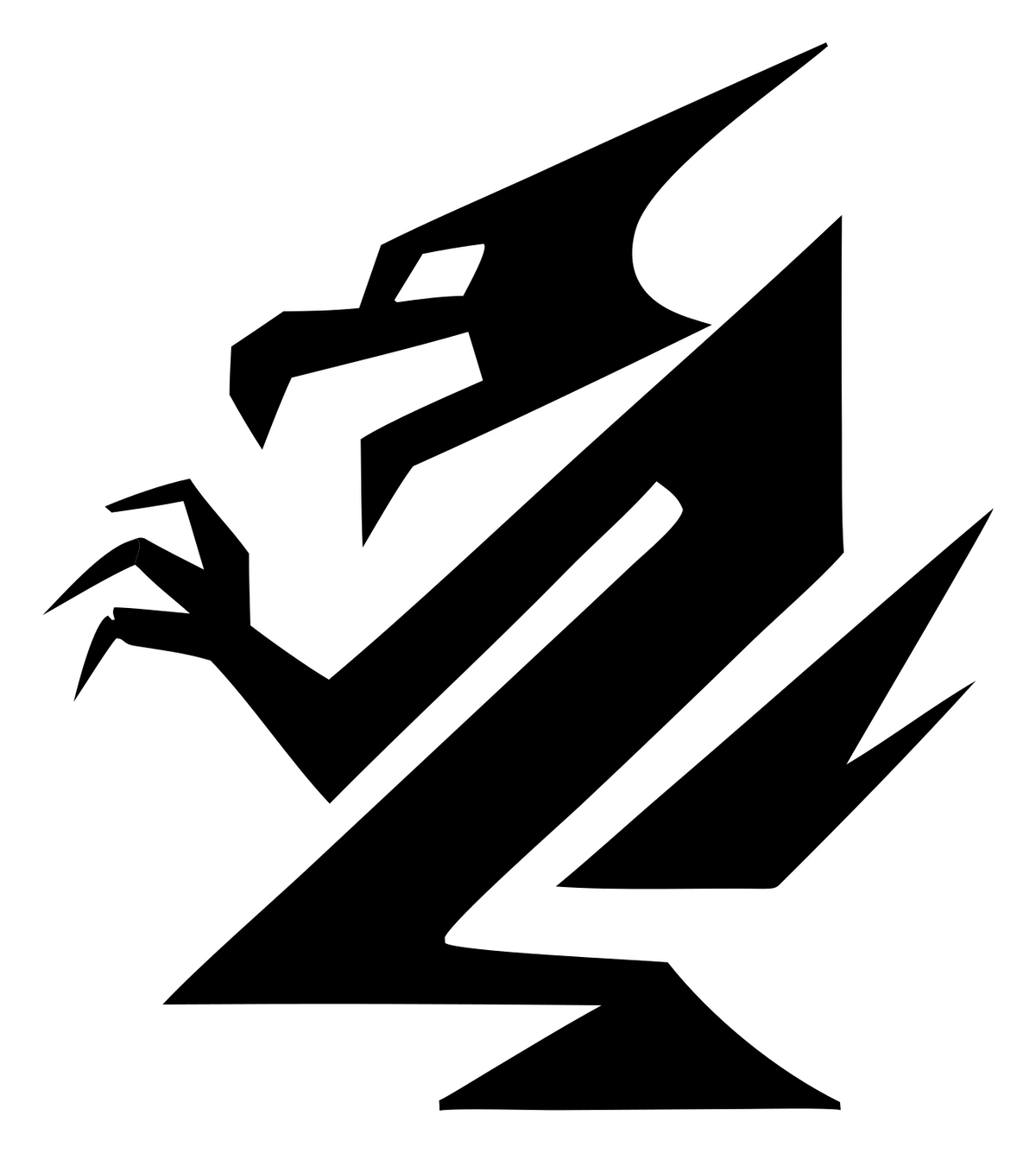 Bold Geometric Taloned Dragon Strike Mark #ffffff/#000000