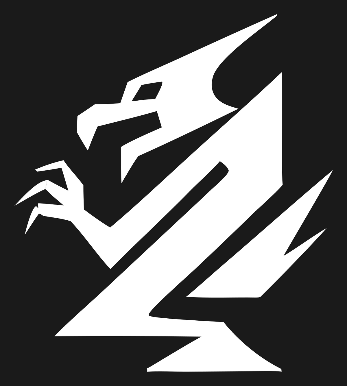 Bold Geometric Taloned Dragon Strike Mark #1a1a1a/#ffffff