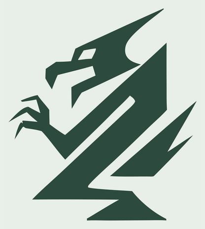 Bold Geometric Taloned Dragon Strike Mark #e8efe9/#2d4a3e