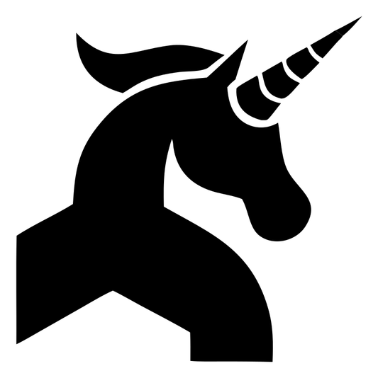 Solid Black Rearing Unicorn Head Badge