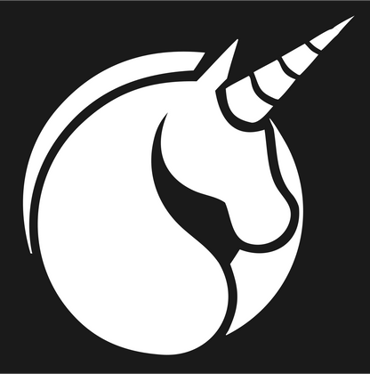 Circular Framed Spiral Horn Unicorn Emblem #1a1a1a/#ffffff