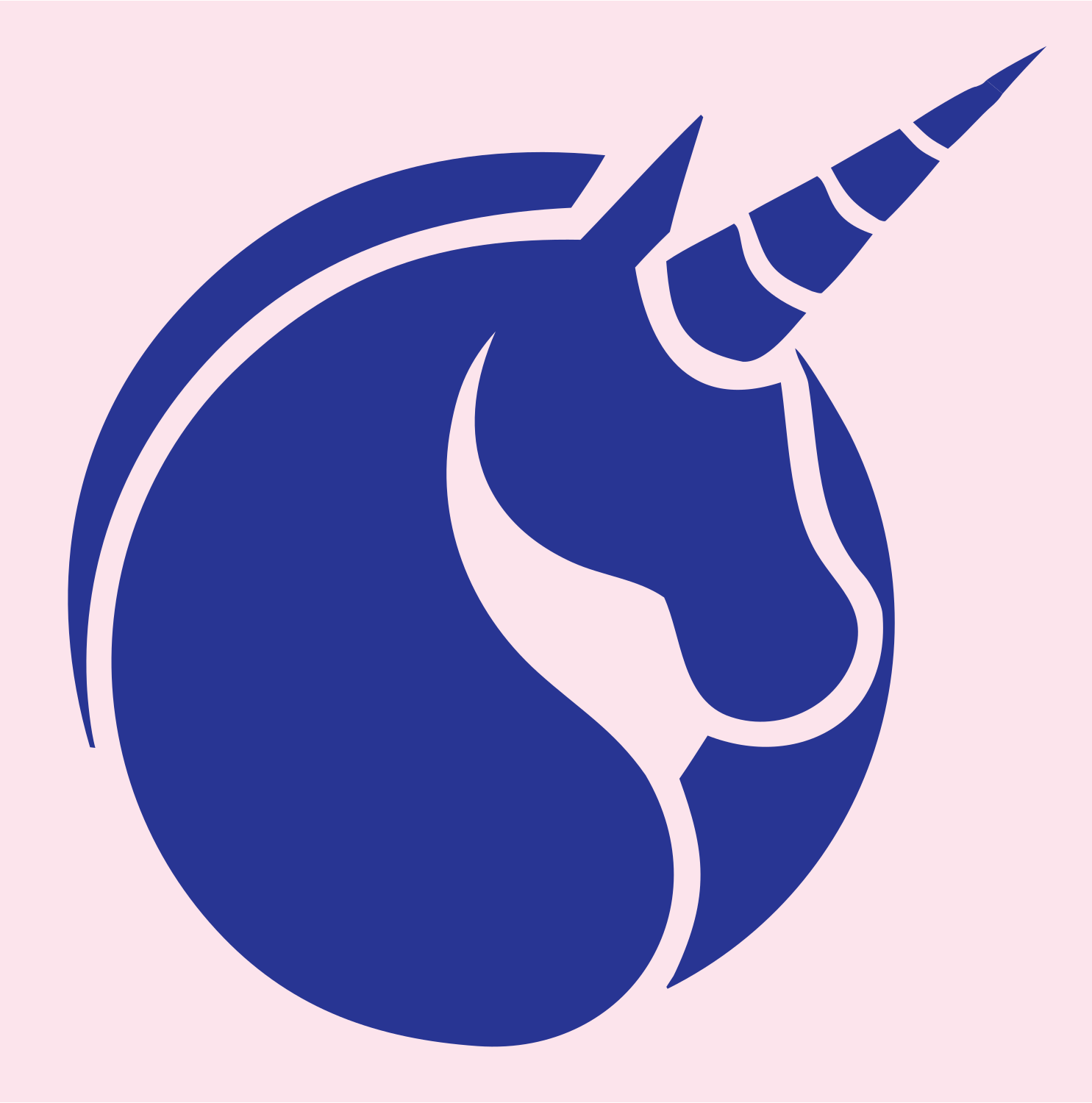 Circular Framed Spiral Horn Unicorn Emblem #fce4ec/#283593