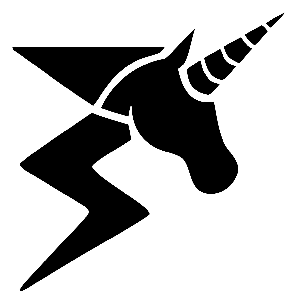 Bold Unicorn Head Lightning Bolt Icon #ffffff/#000000