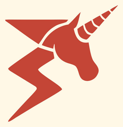 Bold Unicorn Head Lightning Bolt Icon #fff8e7/#c44536