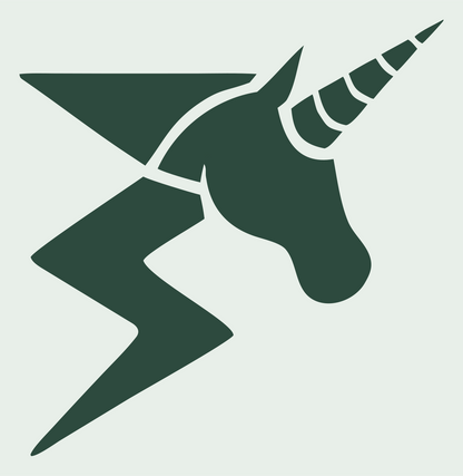 Bold Unicorn Head Lightning Bolt Icon #e8efe9/#2d4a3e