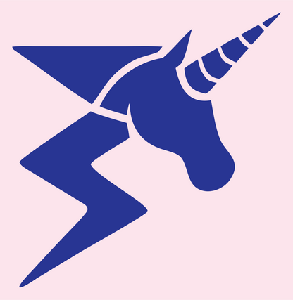 Bold Unicorn Head Lightning Bolt Icon #fce4ec/#283593