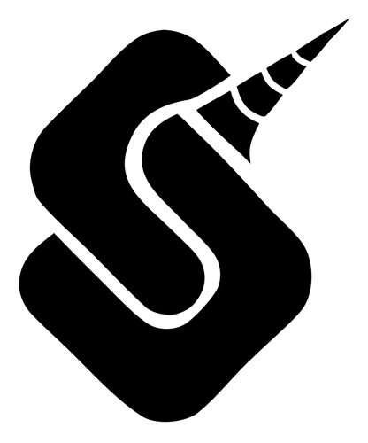 Letter S Spiral Horn Unicorn Badge