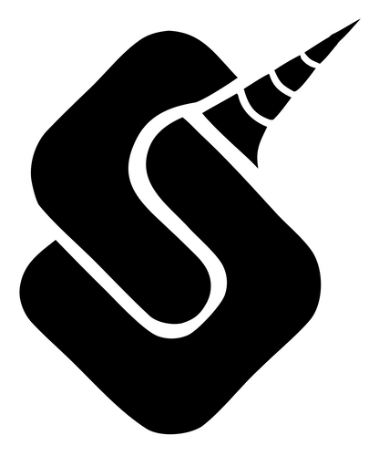 Letter S Spiral Horn Unicorn Badge #ffffff/#000000