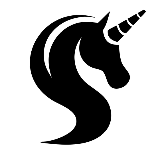 Silhouette S-Curve Flowing Mane Unicorn Crest