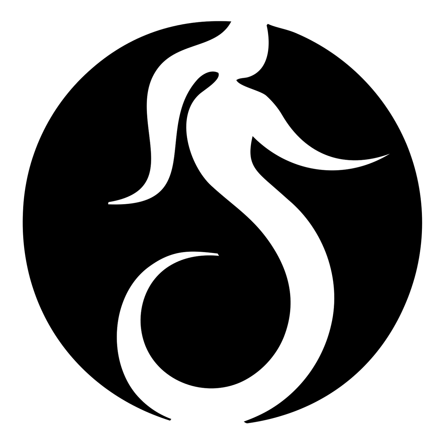 Negative Space Circular Mermaid Circle Mark #ffffff/#000000