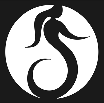 Negative Space Circular Mermaid Circle Mark #1a1a1a/#ffffff