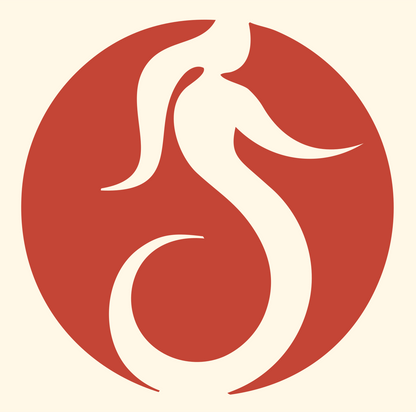 Negative Space Circular Mermaid Circle Mark #fff8e7/#c44536
