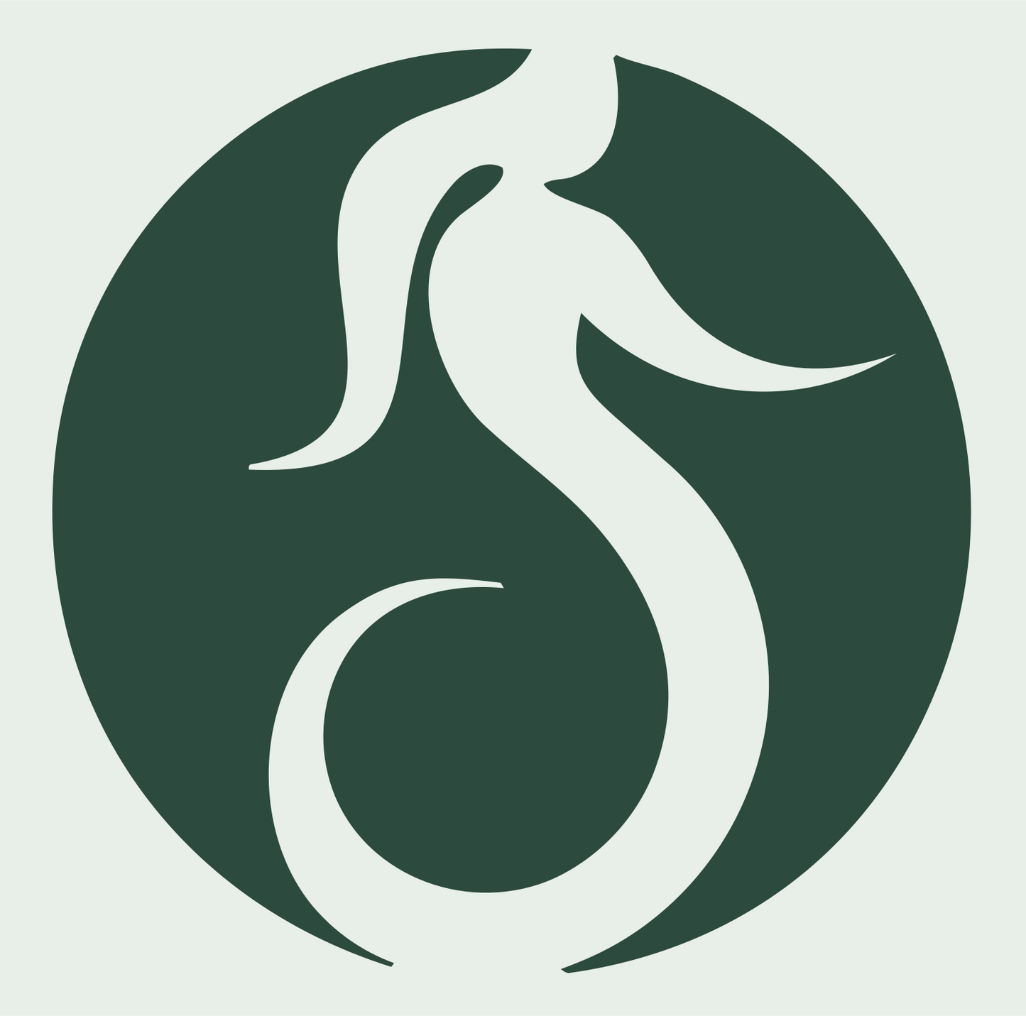 Negative Space Circular Mermaid Circle Mark #e8efe9/#2d4a3e