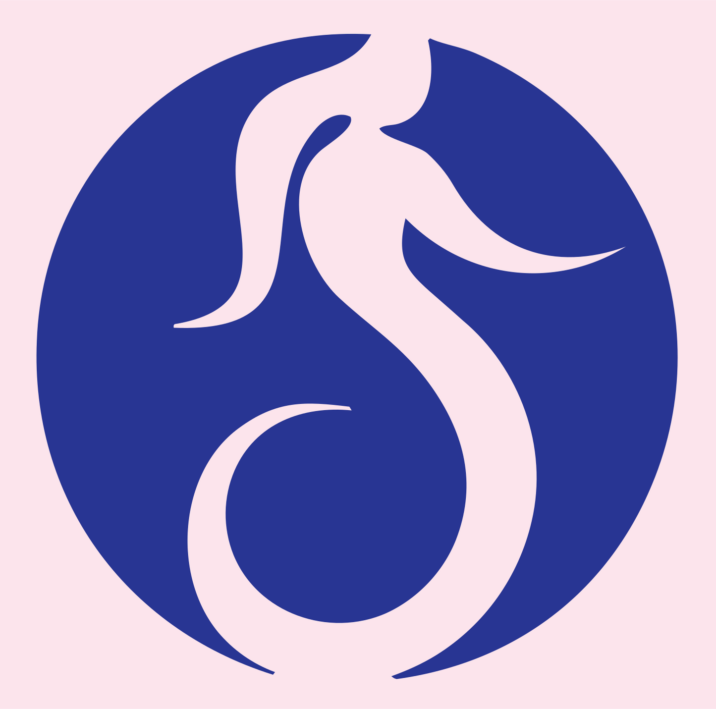 Negative Space Circular Mermaid Circle Mark #fce4ec/#283593