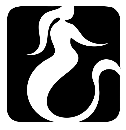 Negative Space Flowing Mermaid Silhouette Badge