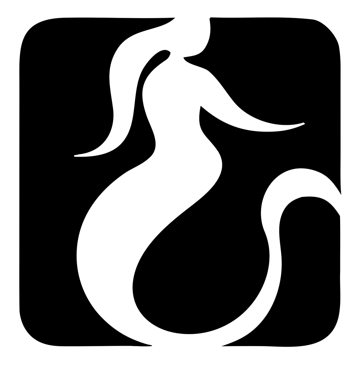 Negative Space Flowing Mermaid Silhouette Badge #ffffff/#000000