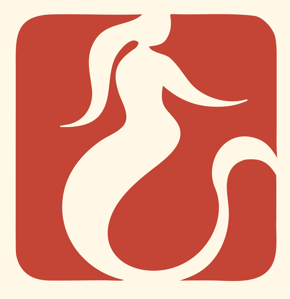 Negative Space Flowing Mermaid Silhouette Badge #fff8e7/#c44536