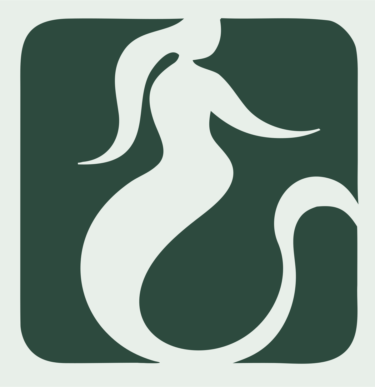 Negative Space Flowing Mermaid Silhouette Badge #e8efe9/#2d4a3e
