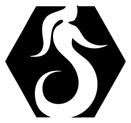 Negative Space Hexagon Mermaid Tail Emblem