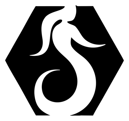 Negative Space Hexagon Mermaid Tail Emblem #ffffff/#000000