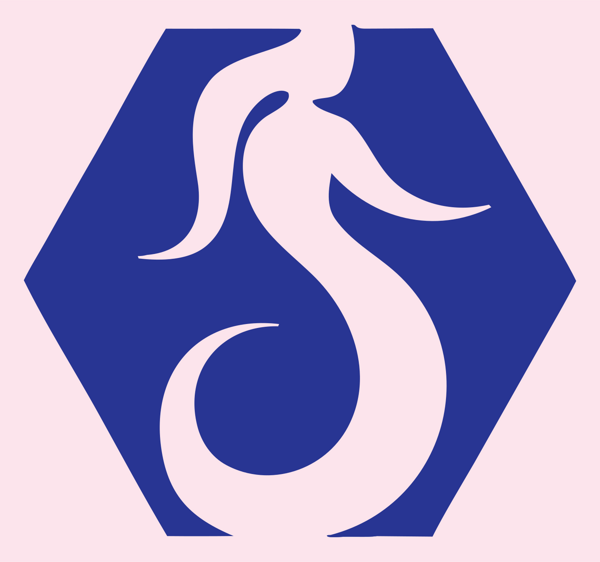 Negative Space Hexagon Mermaid Tail Emblem #fce4ec/#283593