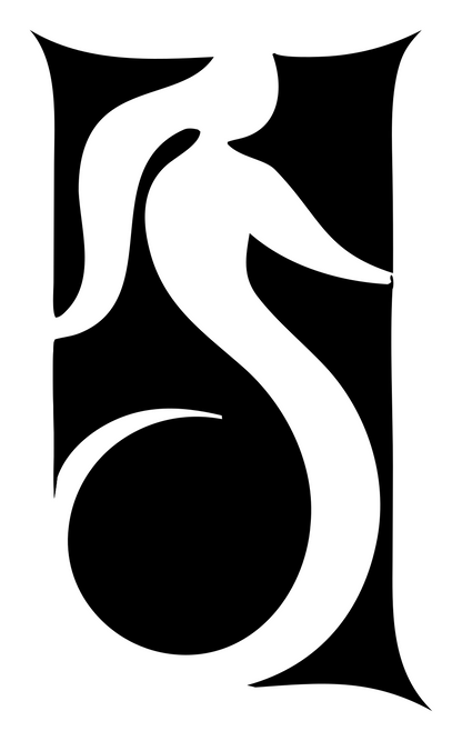 Negative Space Arching Mermaid Ball Icon #ffffff/#000000