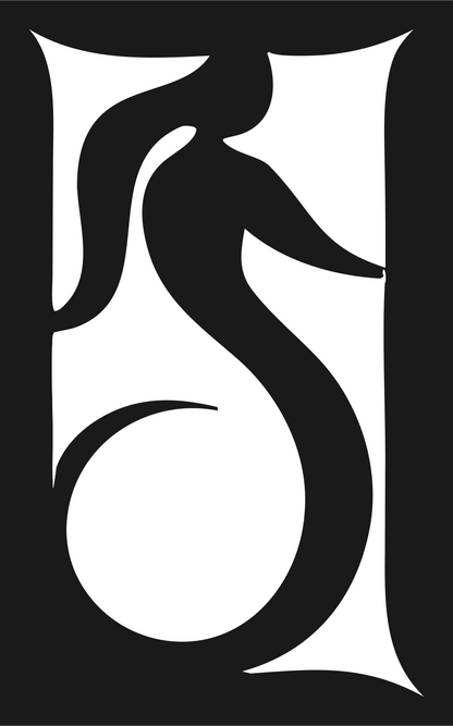 Negative Space Arching Mermaid Ball Icon #1a1a1a/#ffffff