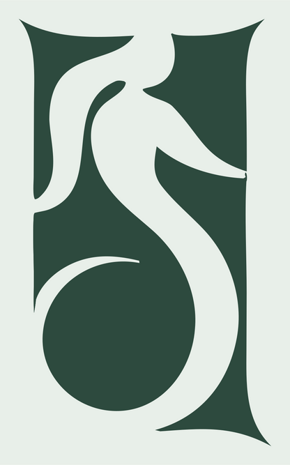 Negative Space Arching Mermaid Ball Icon #e8efe9/#2d4a3e