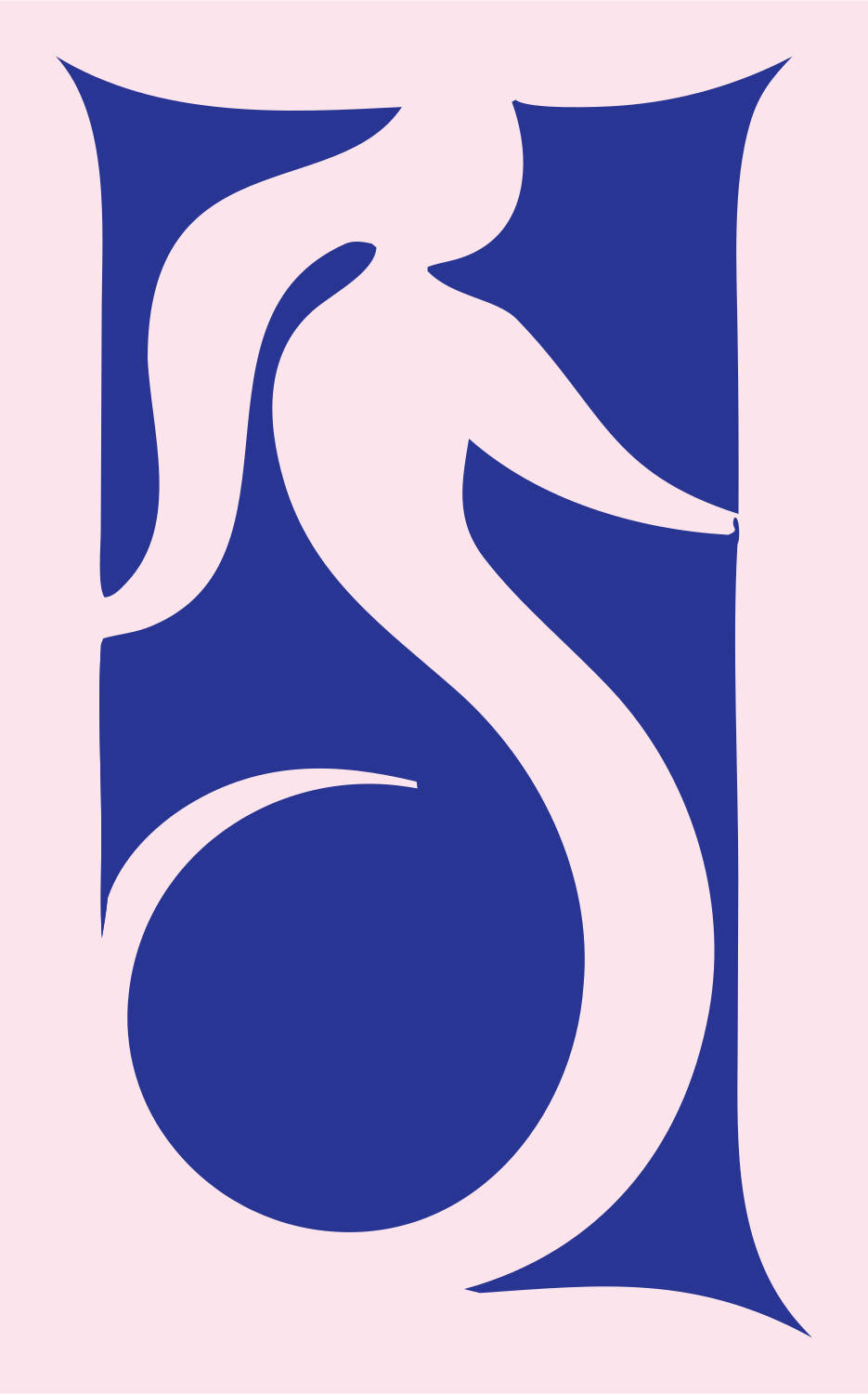 Negative Space Arching Mermaid Ball Icon #fce4ec/#283593