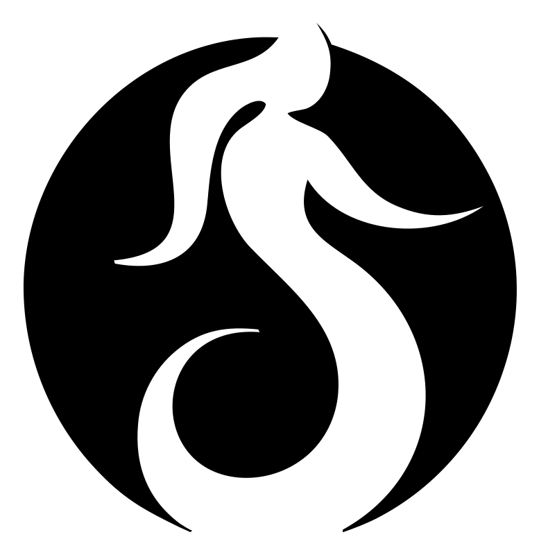 Negative Space Rising Flame Mermaid Logo