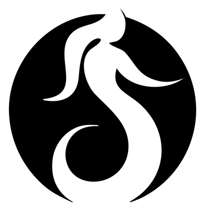 Negative Space Rising Flame Mermaid Logo #ffffff/#000000