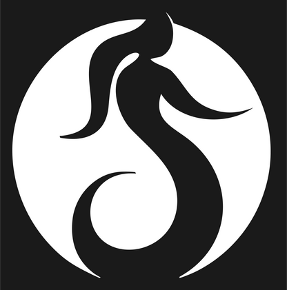 Negative Space Rising Flame Mermaid Logo #1a1a1a/#ffffff