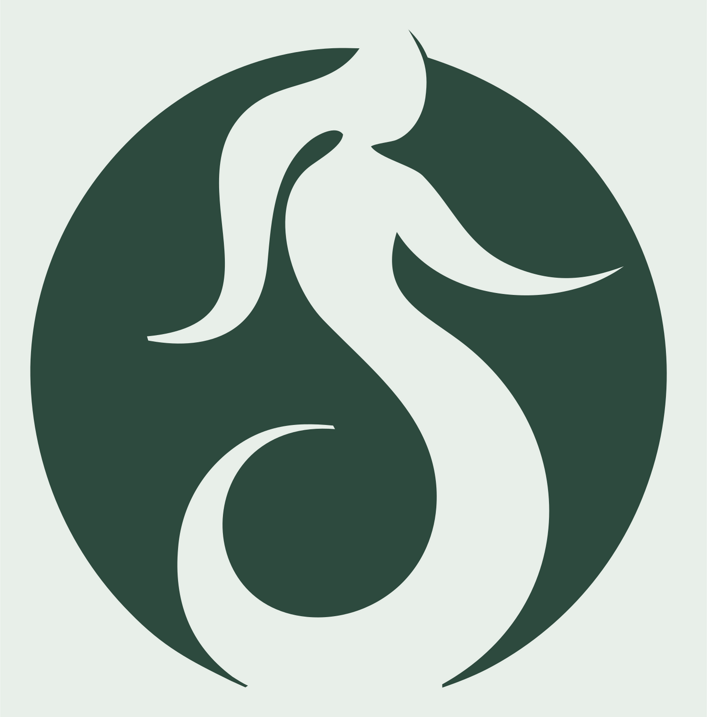 Negative Space Rising Flame Mermaid Logo #e8efe9/#2d4a3e