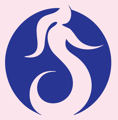 Negative Space Rising Flame Mermaid Logo #fce4ec/#283593