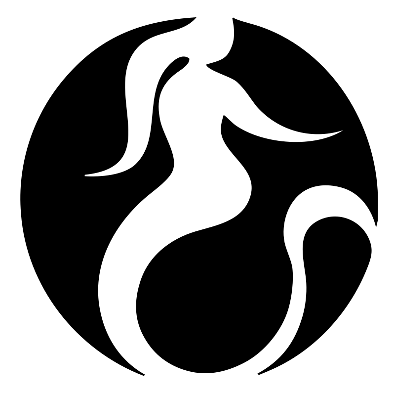 Negative Space Curving Mermaid Circle Badge