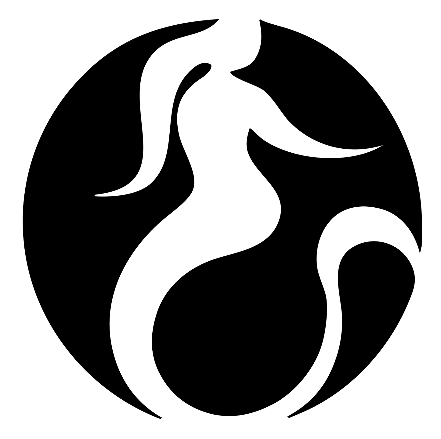Negative Space Curving Mermaid Circle Badge #ffffff/#000000