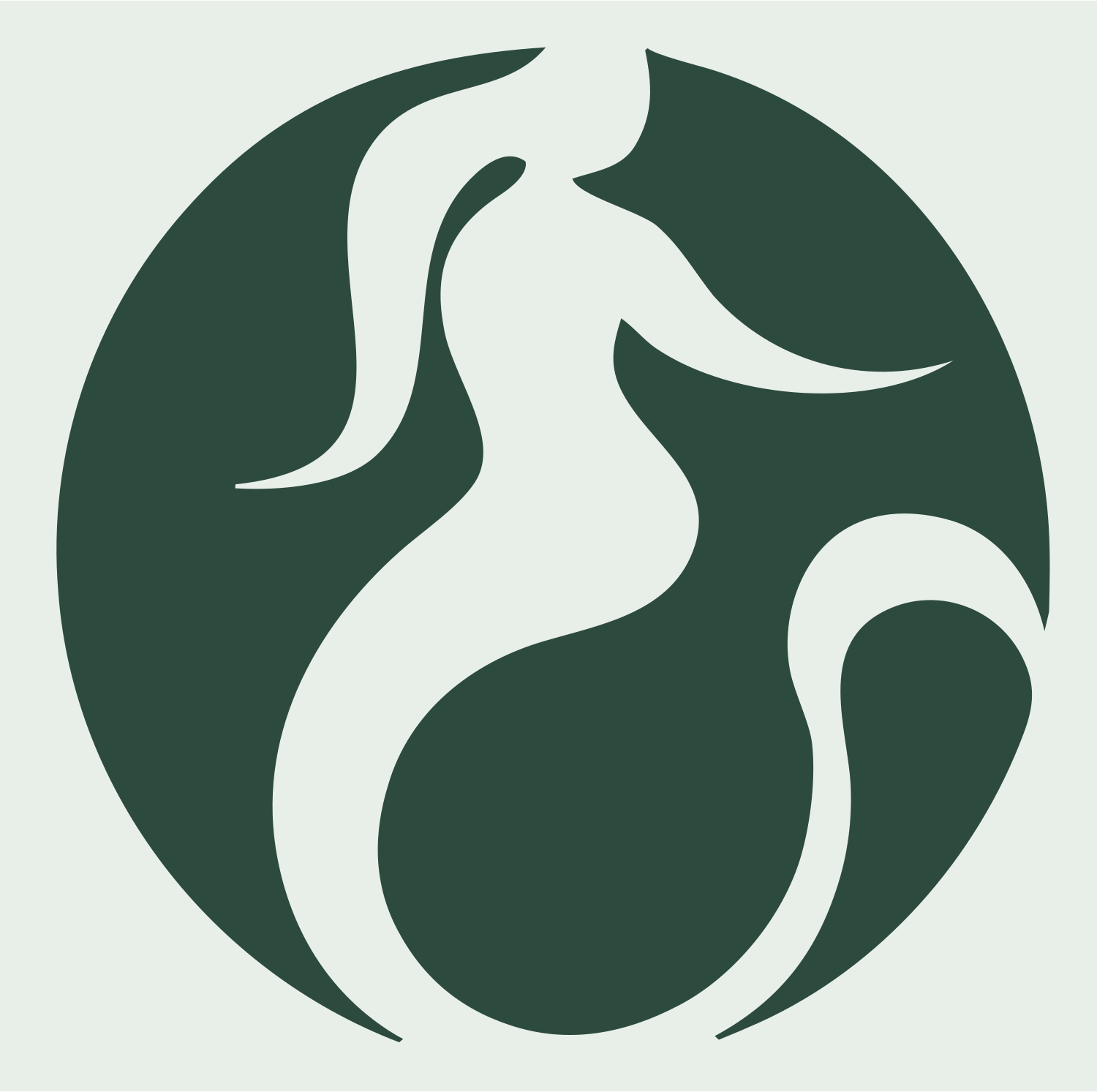 Negative Space Curving Mermaid Circle Badge #e8efe9/#2d4a3e