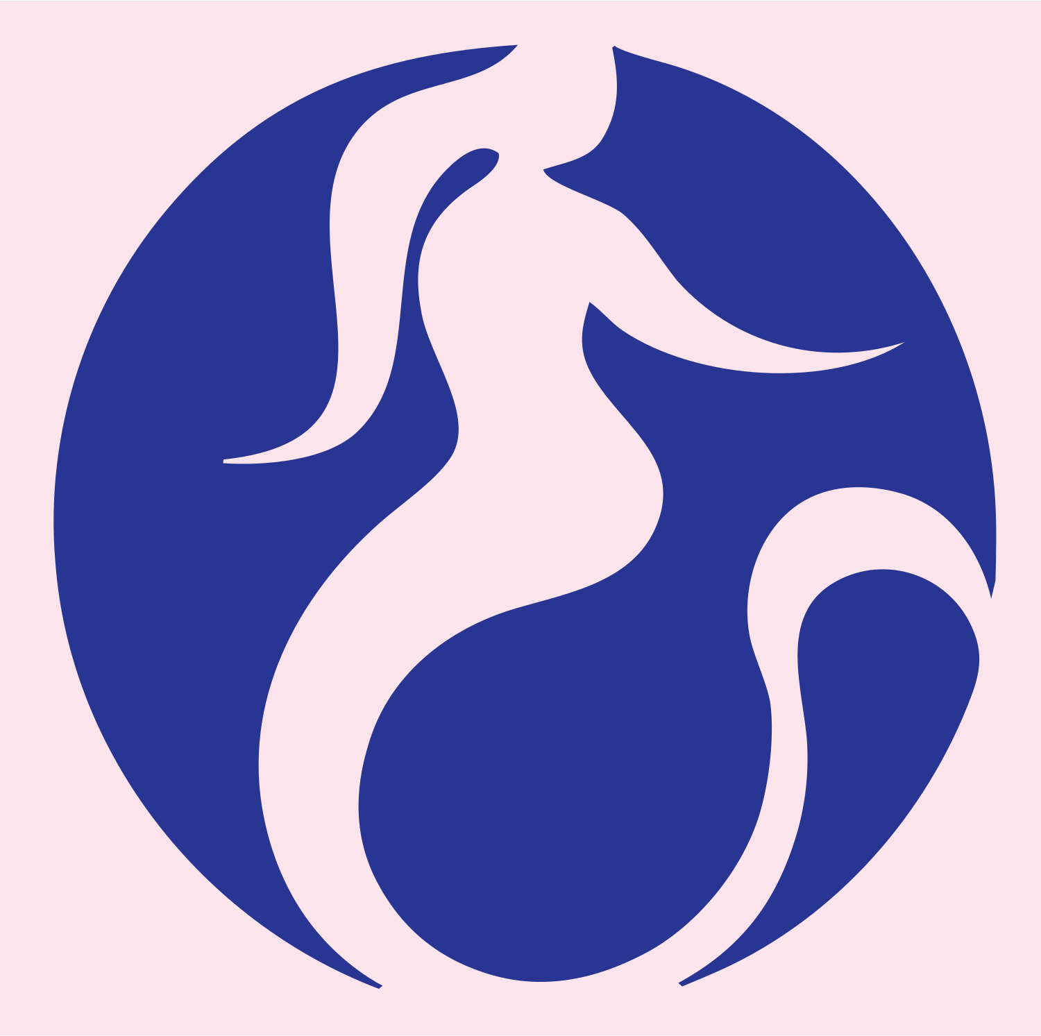 Negative Space Curving Mermaid Circle Badge #fce4ec/#283593